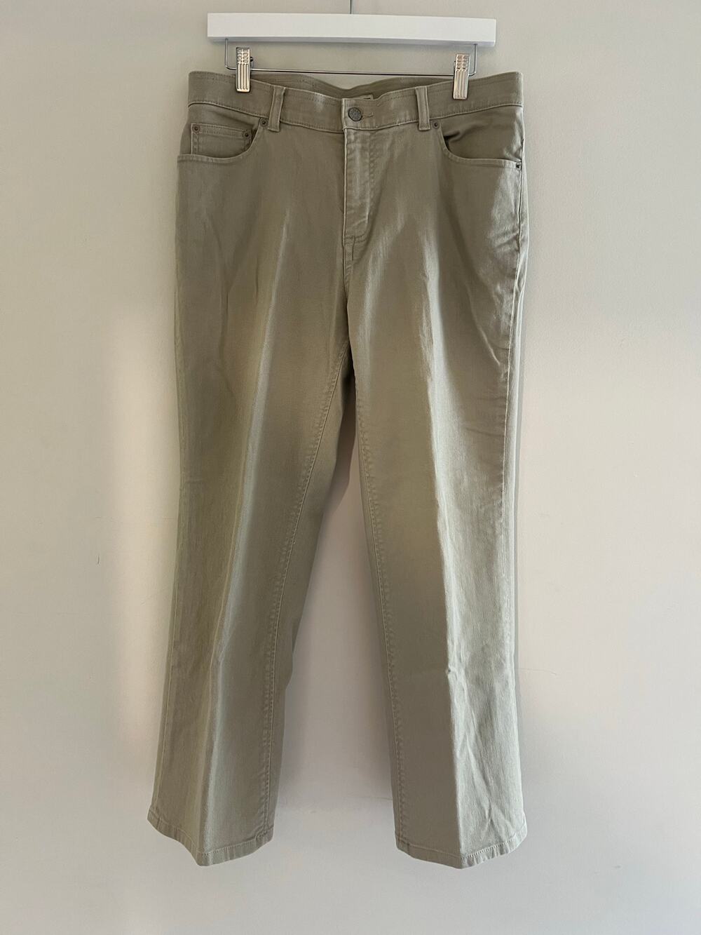 L.L. Bean Straight Leg Jeans Light Tan Stretch Size 12 Petite JJ